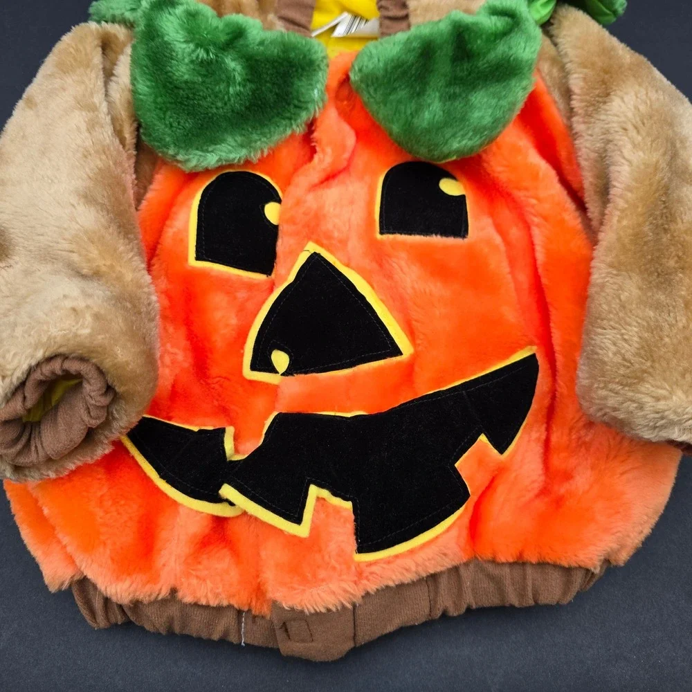 Toddler Halloween Costume Bear Pumpkin Jacket Orange Plush 12-24 Months Vintage